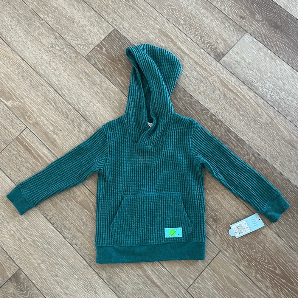 NWT Cat & Jack Boys Forest Green Hooded Thermal Shirt 4T